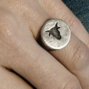 Vintage Sterling Unisex Southwestern Bull Ring-6.5